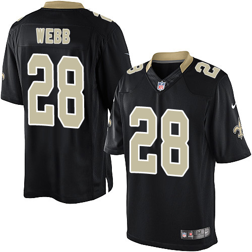 Men's Limited B.W. Webb Nike Jersey Black Home - #28 NFL New Orleans Saints